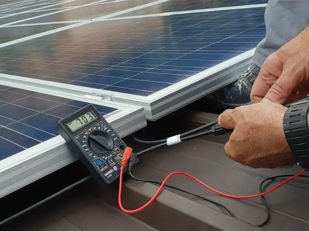 Solar panels wired in series and parallel configurations under sunlight