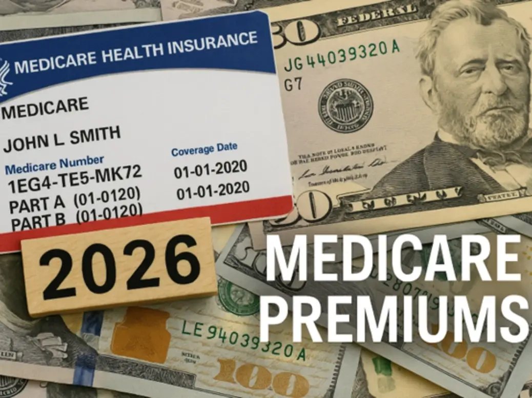 Worried senior reviewing Medicare 2026 premium changes and Social Security check